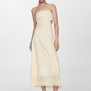 Mango MNG  Cream Eyelet Dress